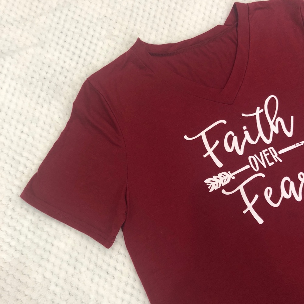 Faith Over Fear Wine T-shirt